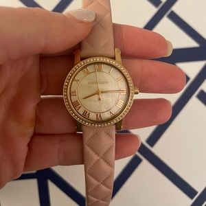 MICHAEL KORS Rose Gold-Tone Stainless Steel Women’s Watch with Pavé Setting
